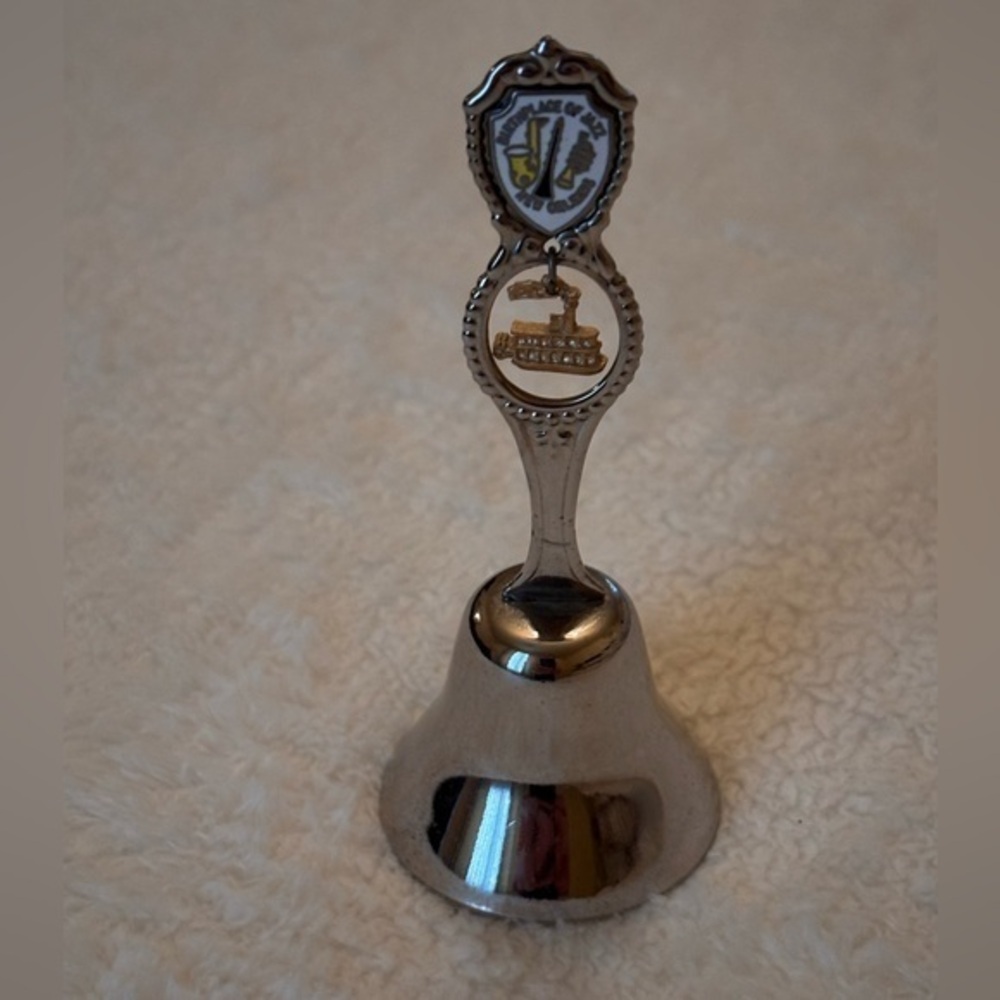 New Orleans Birthplace of Jazz Silver Souvenir Bell with Riverboat emblem